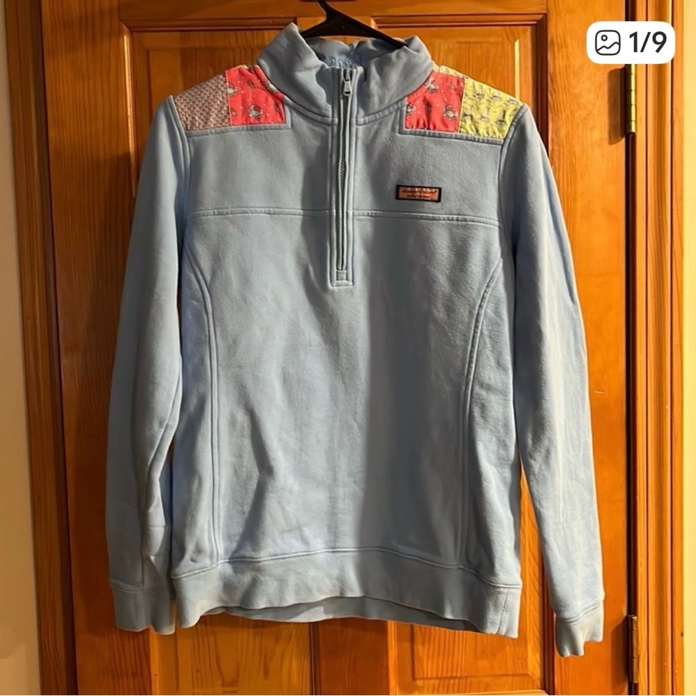 Vineyard vines patchwork shoulder shep pullover size small .